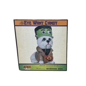 Cracker Barrel “eye want candy” Halloween monster dog Frankenstein Statue